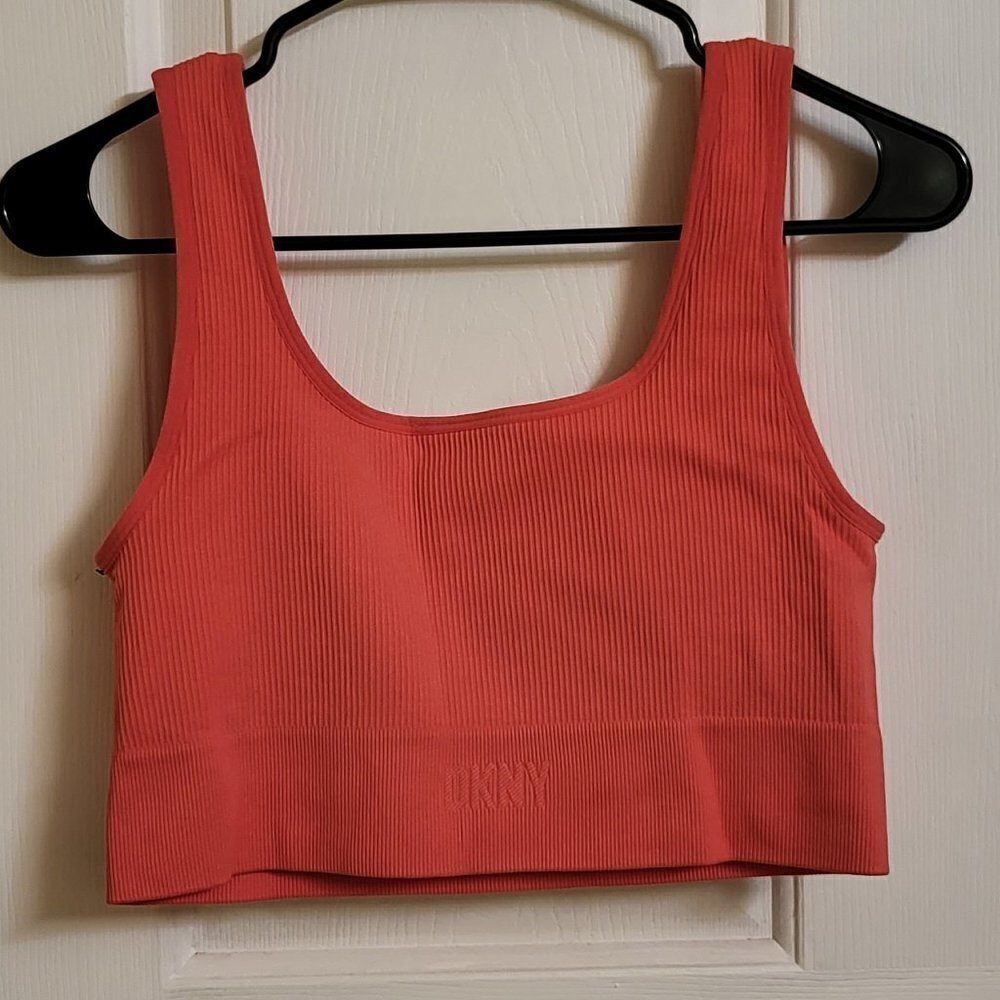 DKNY Women's Support Yoga Boat Neck Running Bra Color: Calypso Size: XLarge NWOT - Picture 9 of 9